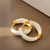 Stylish White Red Black Hoop Golden Earrings