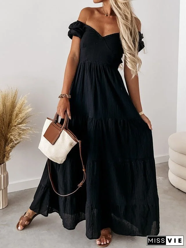 Women's Dresses Short Sleeve Off Shoulder Strap Dress