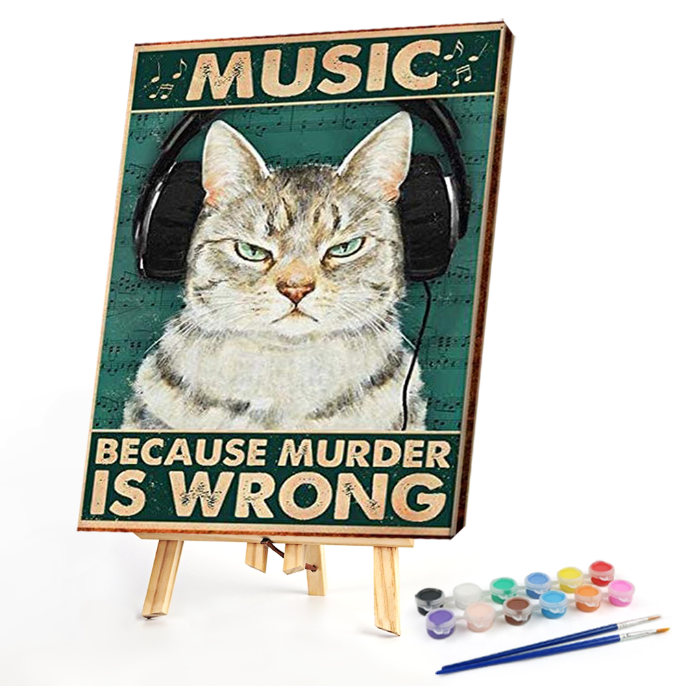 

40*50CM - Paint By Numbers - Retro Cat Poster, 501 Original