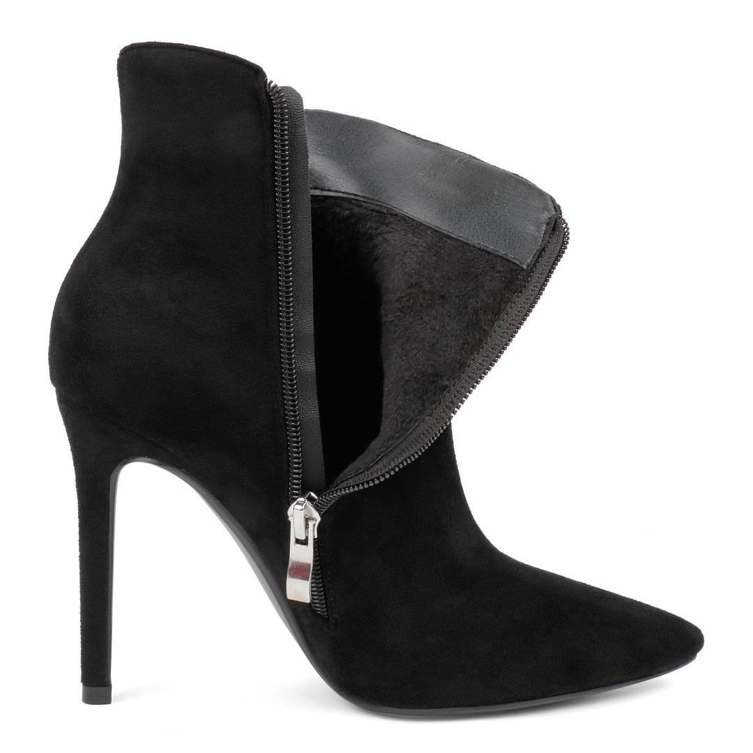 100mm Women's High Heels Pointed Toe Zipper Boots-MERUMOTE