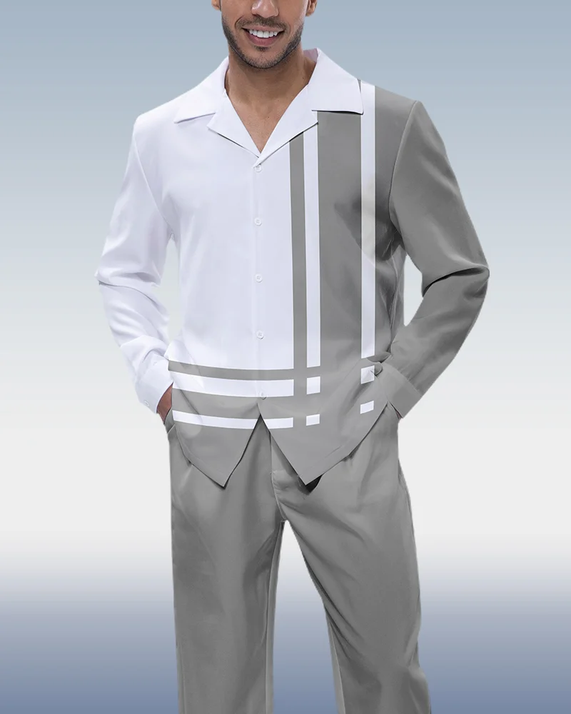 Suitmens Light grey Art Long Sleeve Walking Suit