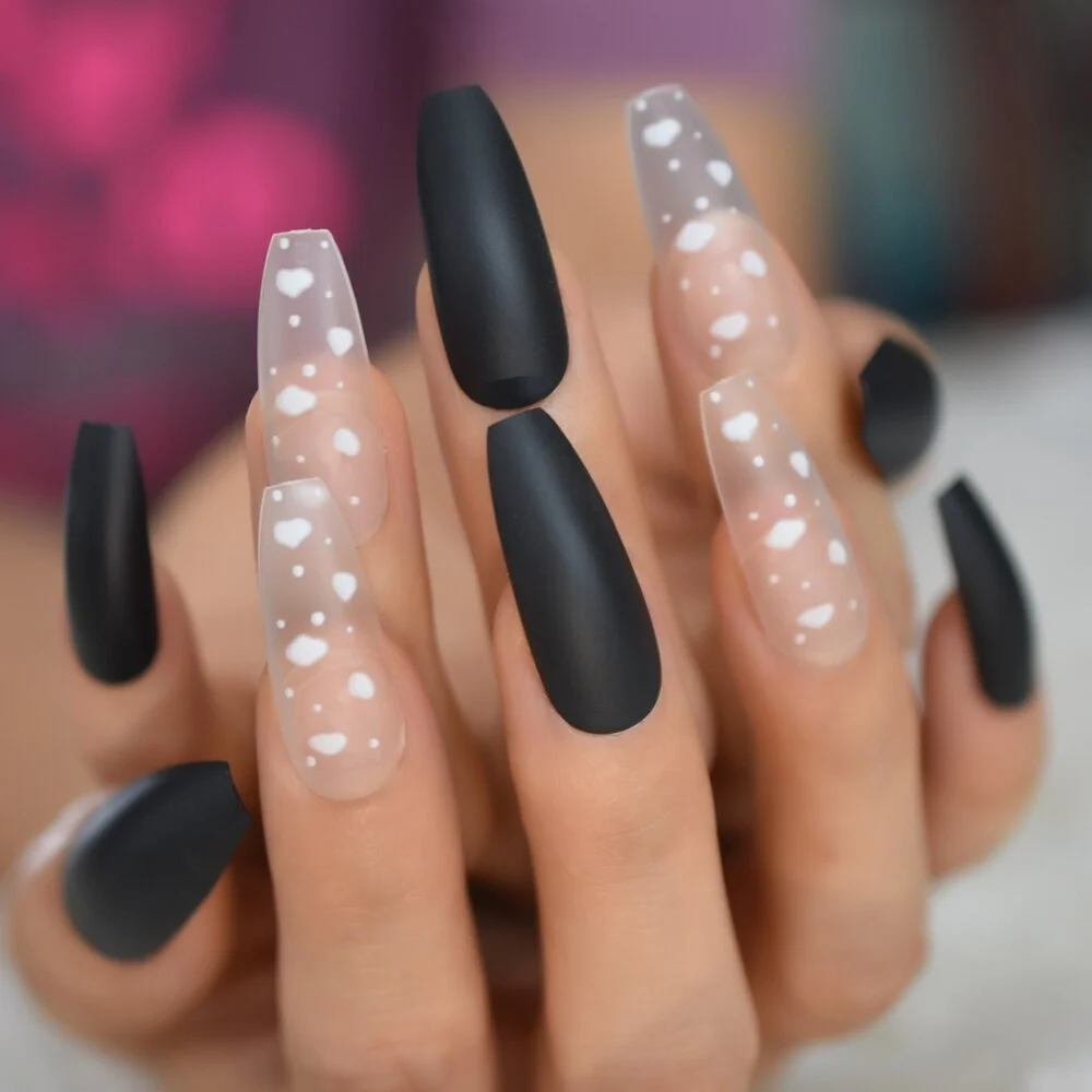 Rainbow Colorful Pre Designed Extra Long Nail Tips Fingernails Art Full Cover Nails 2021 Coffin Charm Lovely Wholesale 24Pcs Set-Nail Inspo