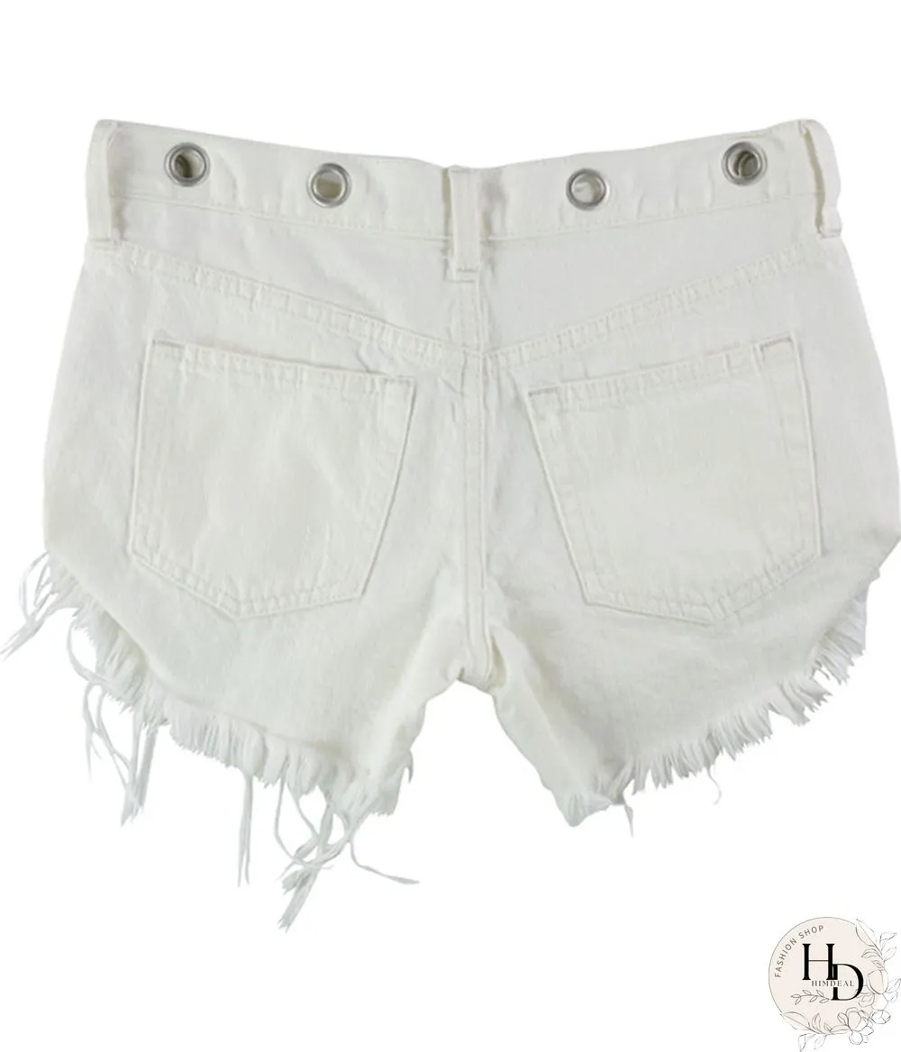 Free People Womens Solid Casual Denim Shorts