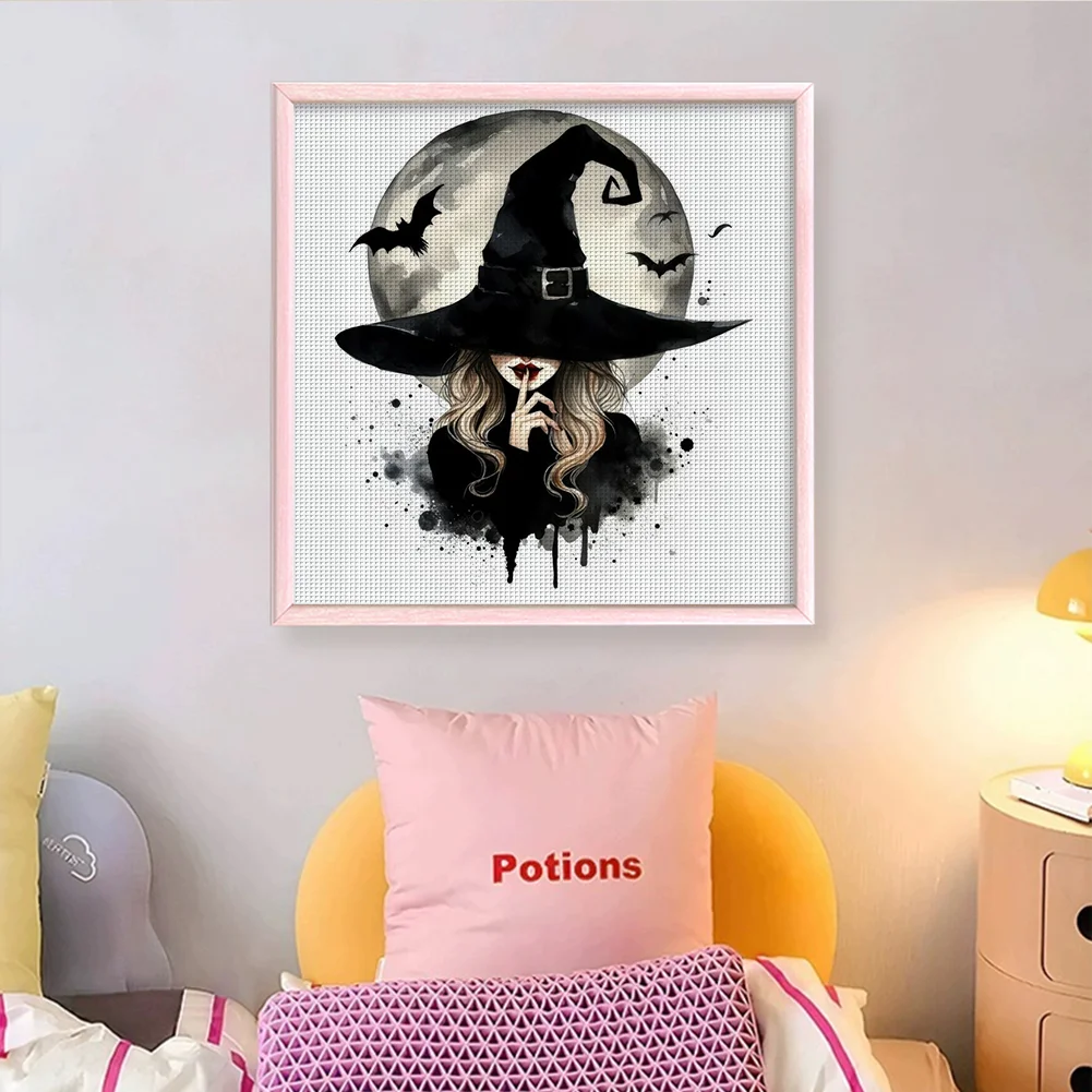 11CT Full Stamped Cross Stitch - Moon Witch(Canvas|40*40CM)