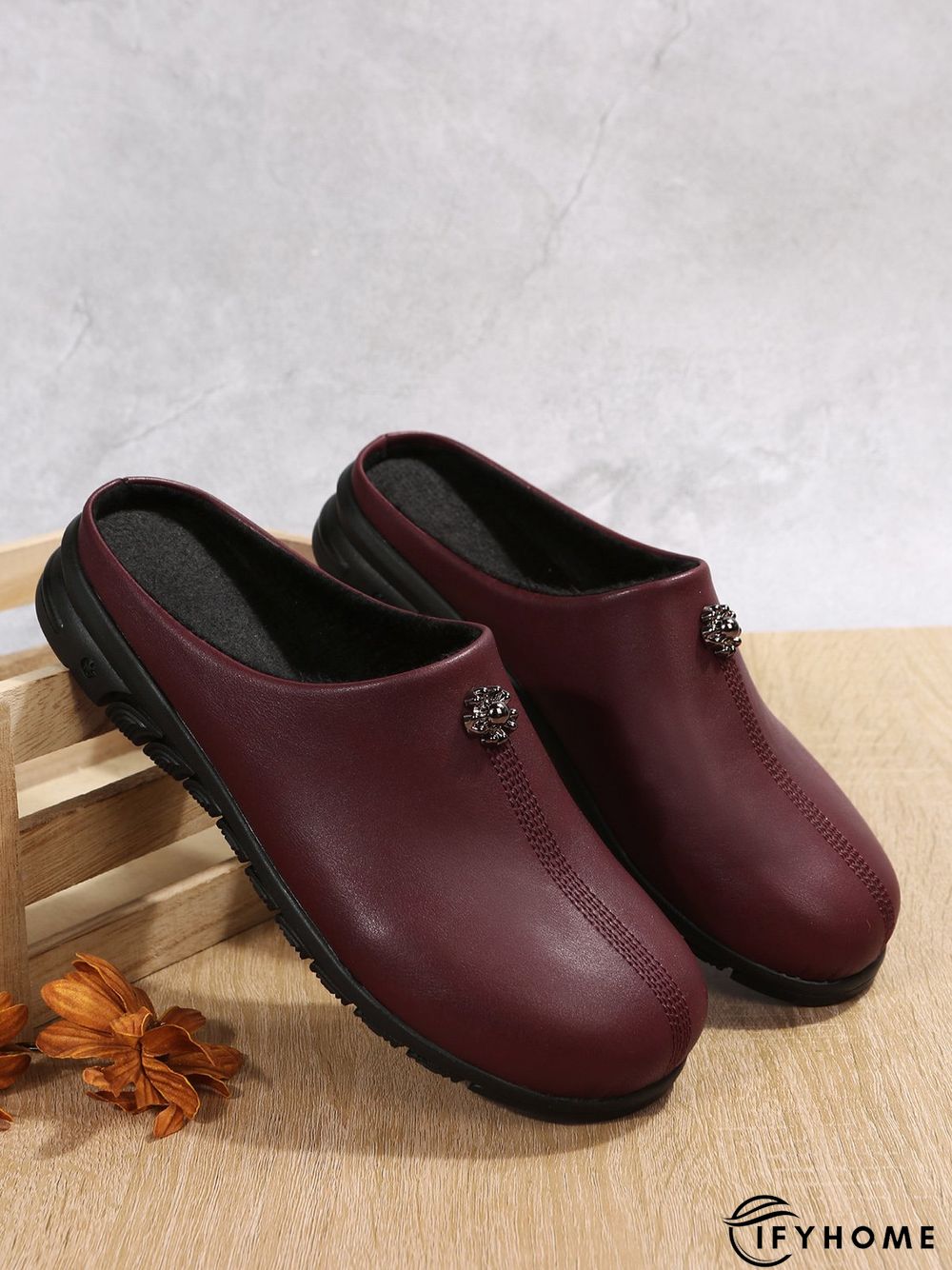 Vintage  Plain Color Non-Slip Flat Mules | IFYHOME