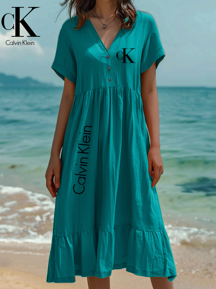 2025 NAUJA MOTERIŠKA PLATI VIENMĖGĖ SUKNELĖ CALVIN KLEIN