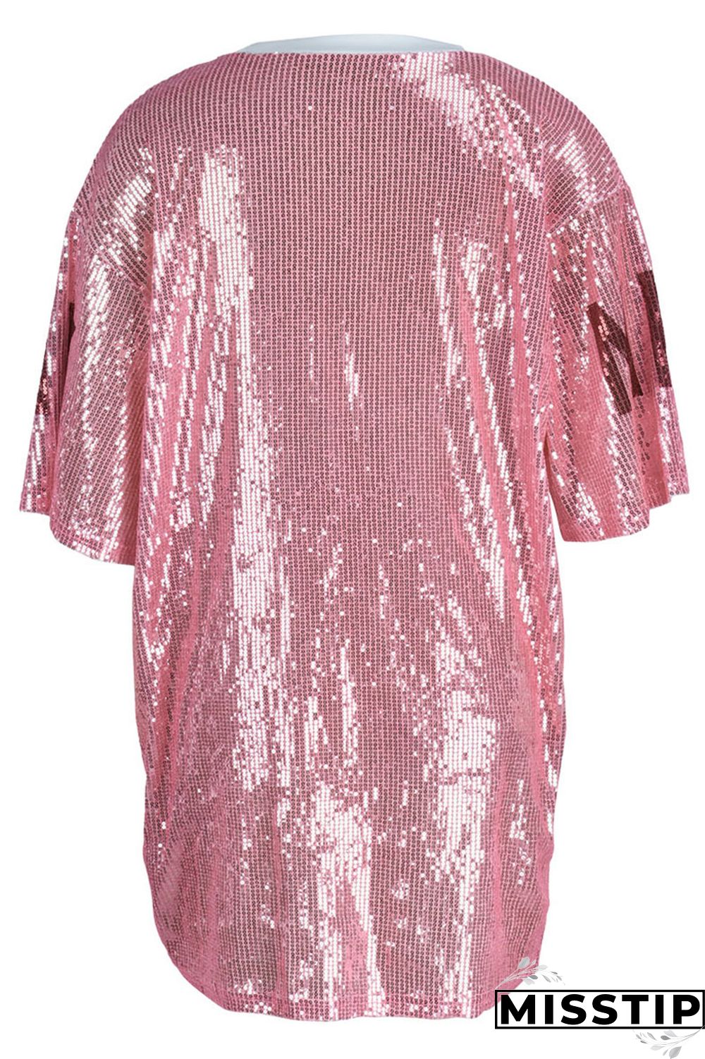 Rose Red Fashion Casual Patchwork Sequins O Neck A Line Dresses