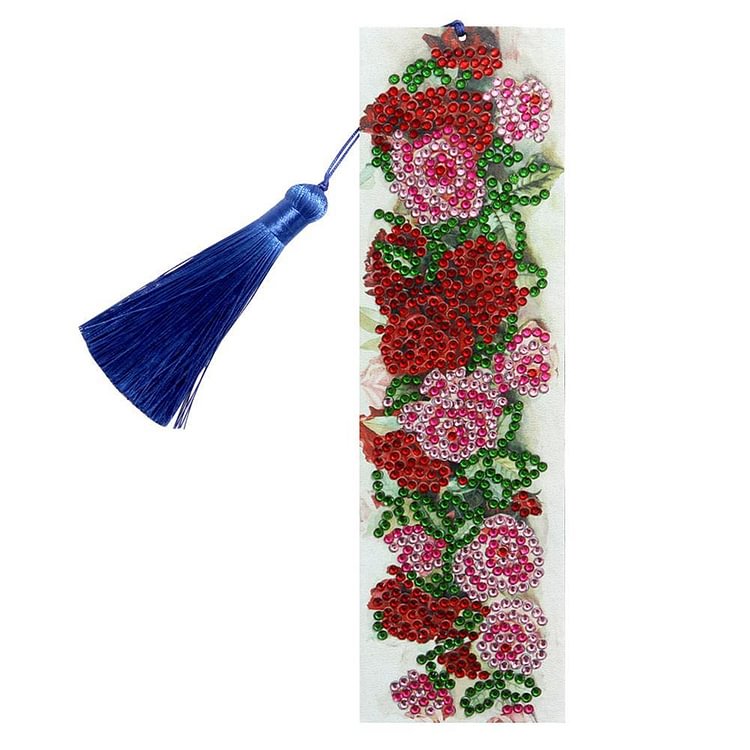 DIY Special Shape Diamond Painting Cuir Rose Bookmark Tassel Embroidery