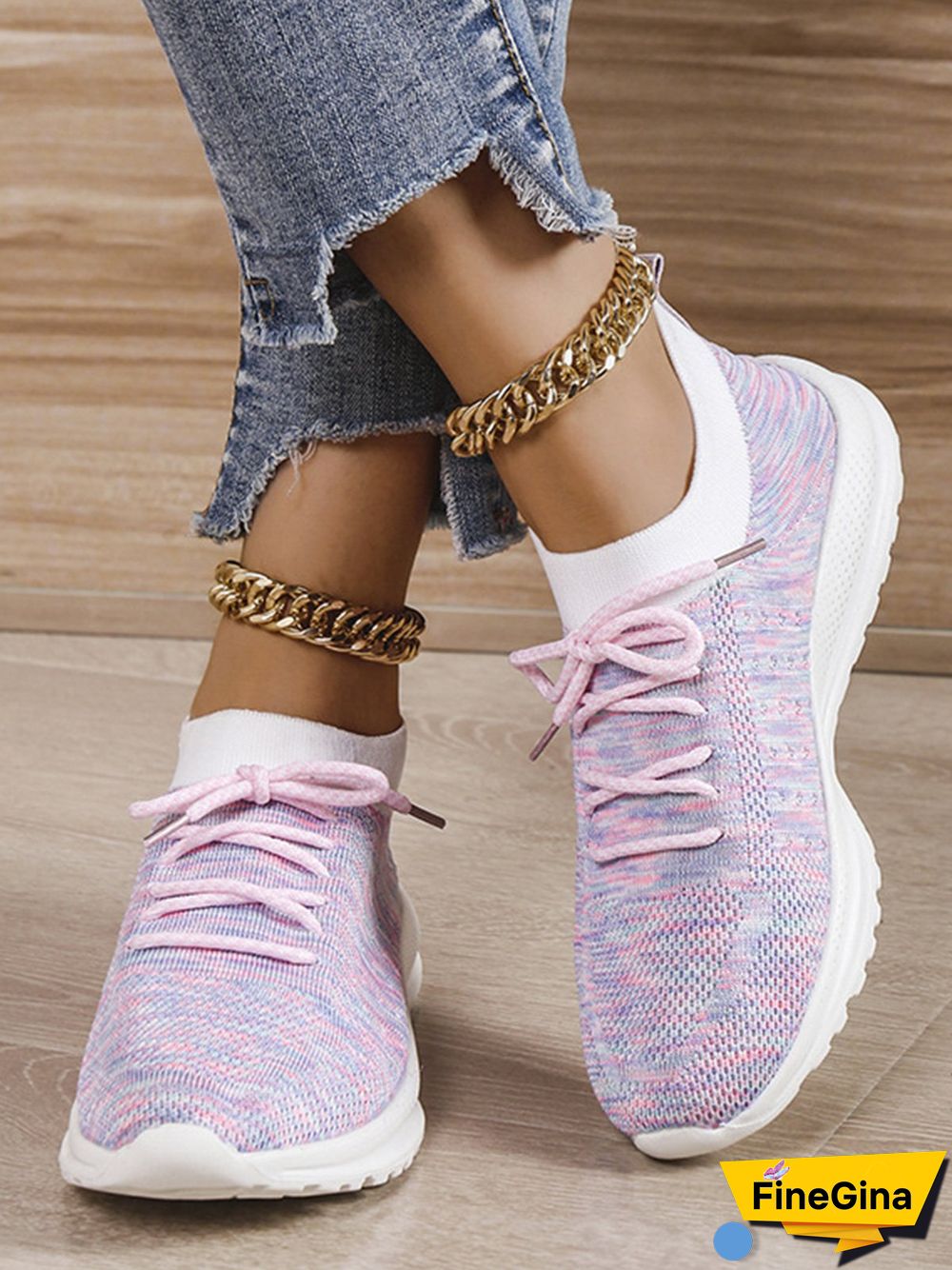 Flyknit Lightweight Soft Sole Lace-Up Sneakers