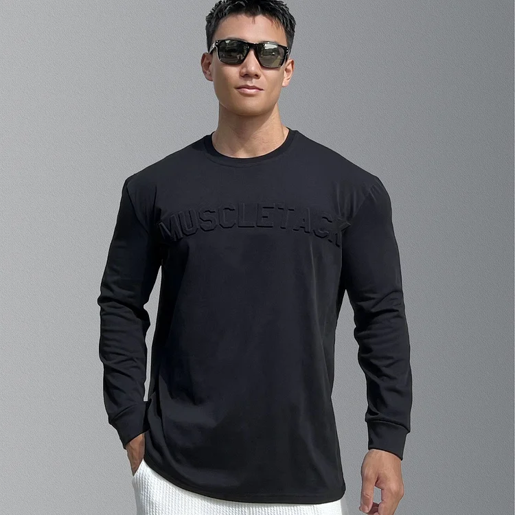 Traceeye Men's Muscle Fitness T-shirt Basketball training clothing  autumn Loose sports cotton long sleeve T-shirt Men's top