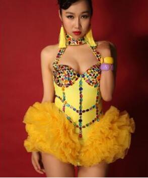 VCSHOES Rhinestone Leotard One Piece Bodysuit Costume Women Costumes Christmas Female Singer Ds Dancer Stage Show Clothing Wear