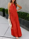 Simple Backless Halterneck Maxi Dress