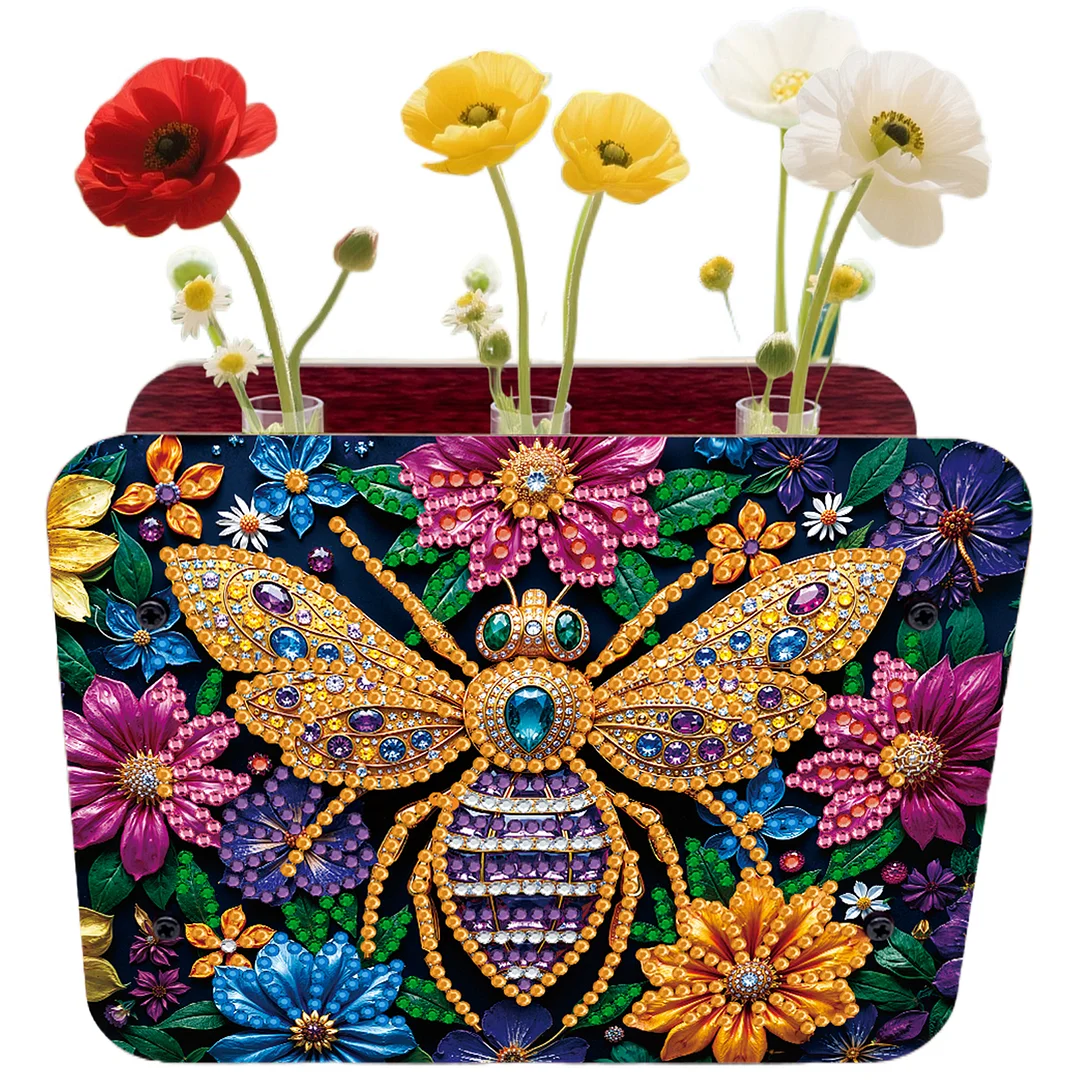 Bee DIY Flower Vase Wooden Double Sided Desktop Diamond Art Kit for Home Decor