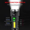 COB Flashlight IPX4 Waterproof Searchlight 4 Modes for Hiking Climbing Emergency
