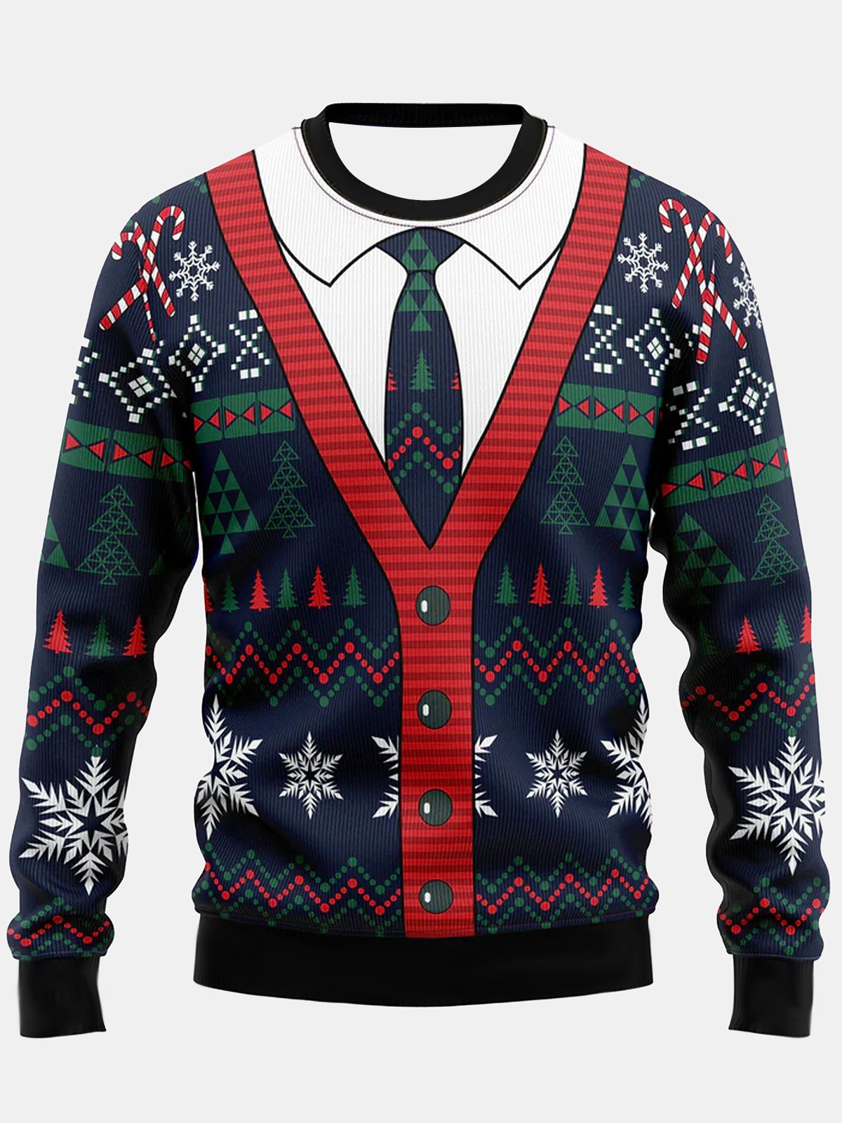 Men's Spoof Christmas Cartoon Pattern Round Neck Sweater PLUSCLOTHESMAN
