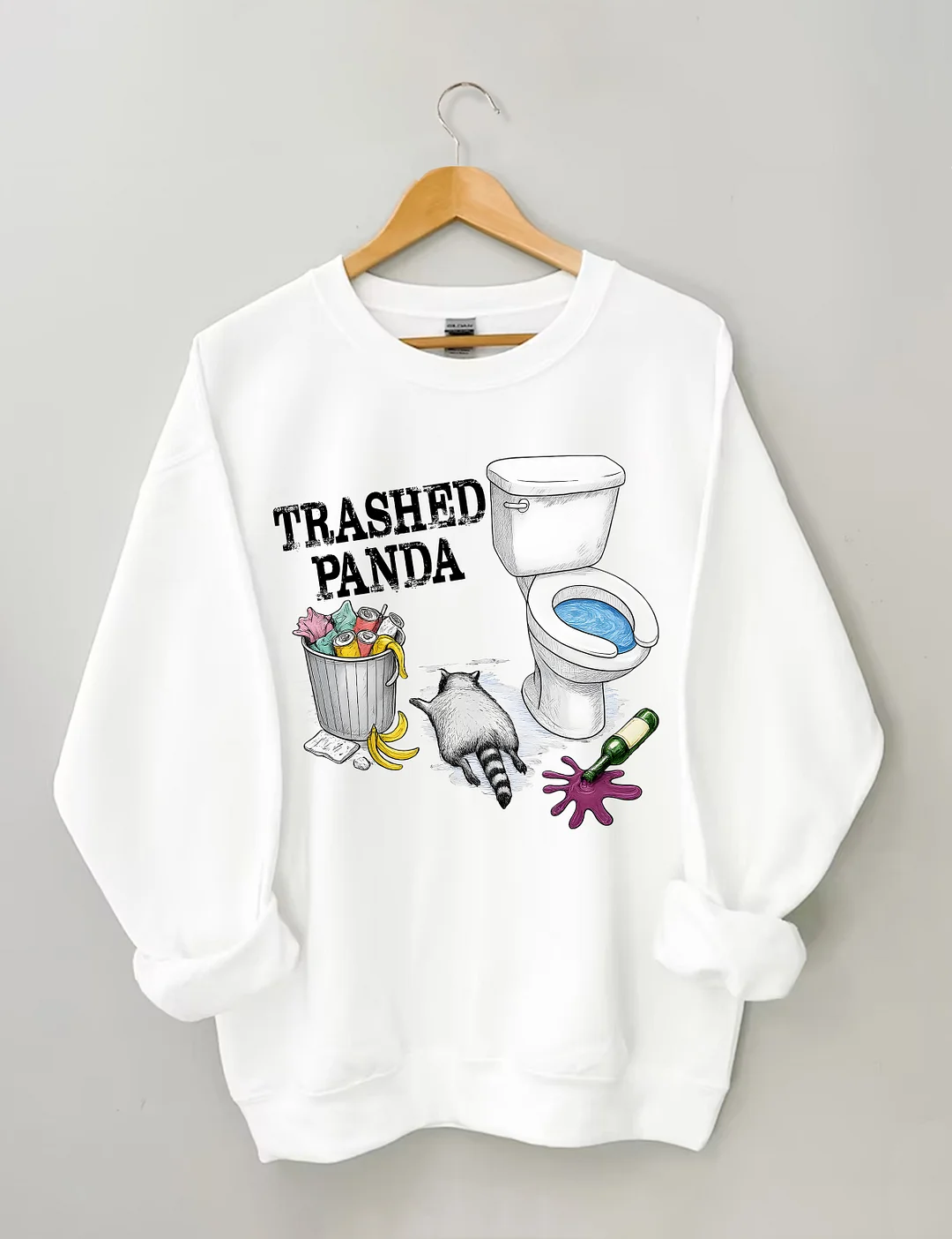 Trashed Panda Funny Drunk Raccoon Sweatshirt