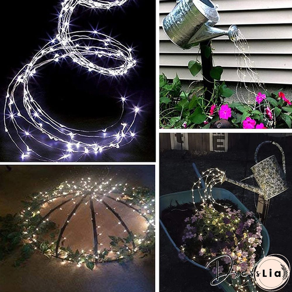 200 LEDs 10 Strands Waterproof Hanging Twinkle Fairy Lights Waterfall Vine String Lights Battery Operated Silver Wire Branch lights with Remote Timer for Garden Outdoor Bedroom Party Christmas Tree