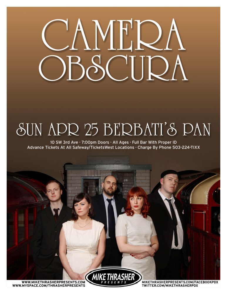 CAMERA OBSCURA 2010 Gig POSTER Portland Oregon Concert