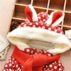 Baby Girl Ear Decor Fleece Dots Long-sleeve Hooded Cotton Coat