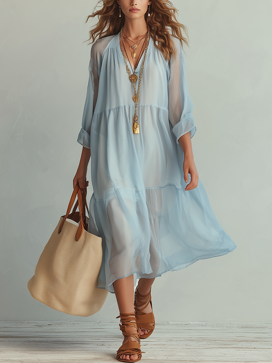 Airy Chiffon Midi Dress