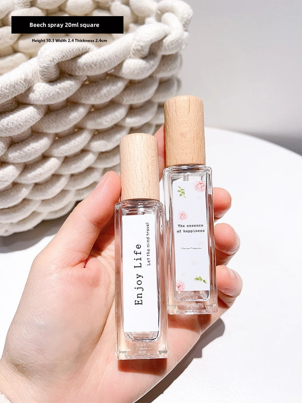 Perfume Sub-bottle High-end Portable 10 Ml Small Sample Bottle Press Bottle Glass Spray Replacement Bottle Wooden Lid Empty Bottle