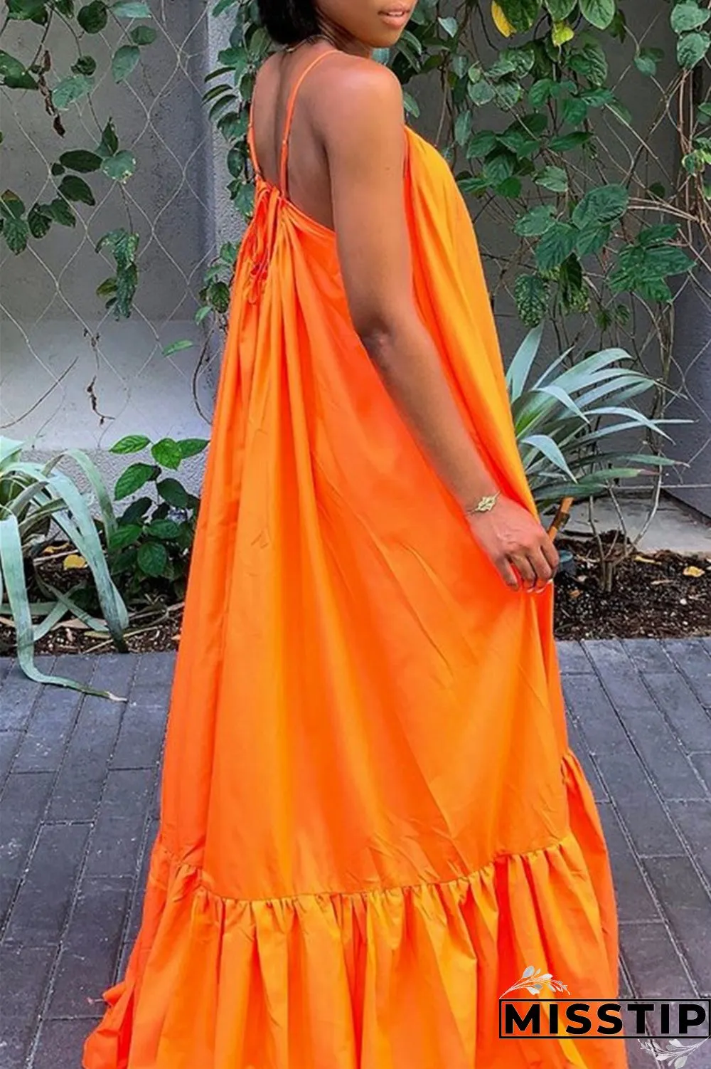 Pink Sexy Casual Solid Backless Spaghetti Strap Loose Sling Dress