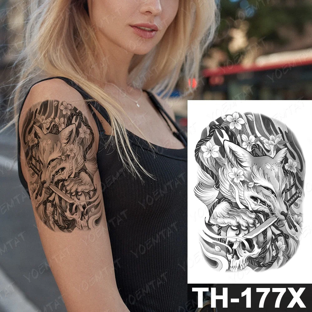 Forest Shadow Wolf Temporary Tattoo Sticker For Men Women Owl Lion Waterproof Fake Henna Tiger Animal Body Art Tatoo Decal
