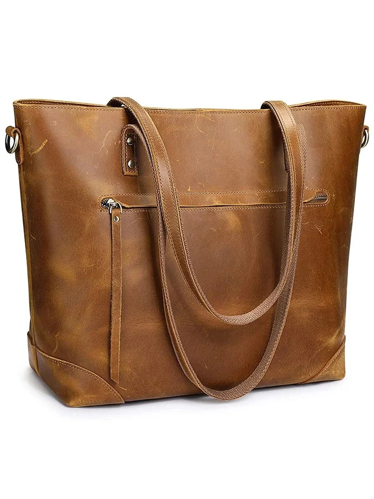 Vintage Oiled Leather Utility Travel Tote Bag