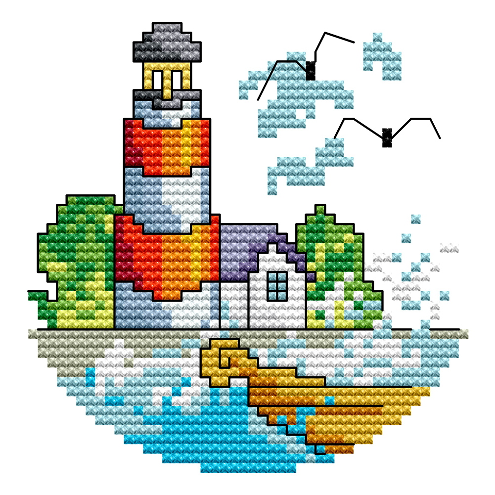 

16*16CM - 14CT Stamped Cross Stitch-Seaside Summer, 501 Original