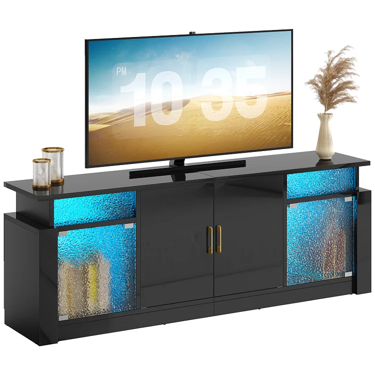Bestier LED TV Stand Modern Entertainment Center for TVs up to 70" Media Console Table with Storage Cabinet