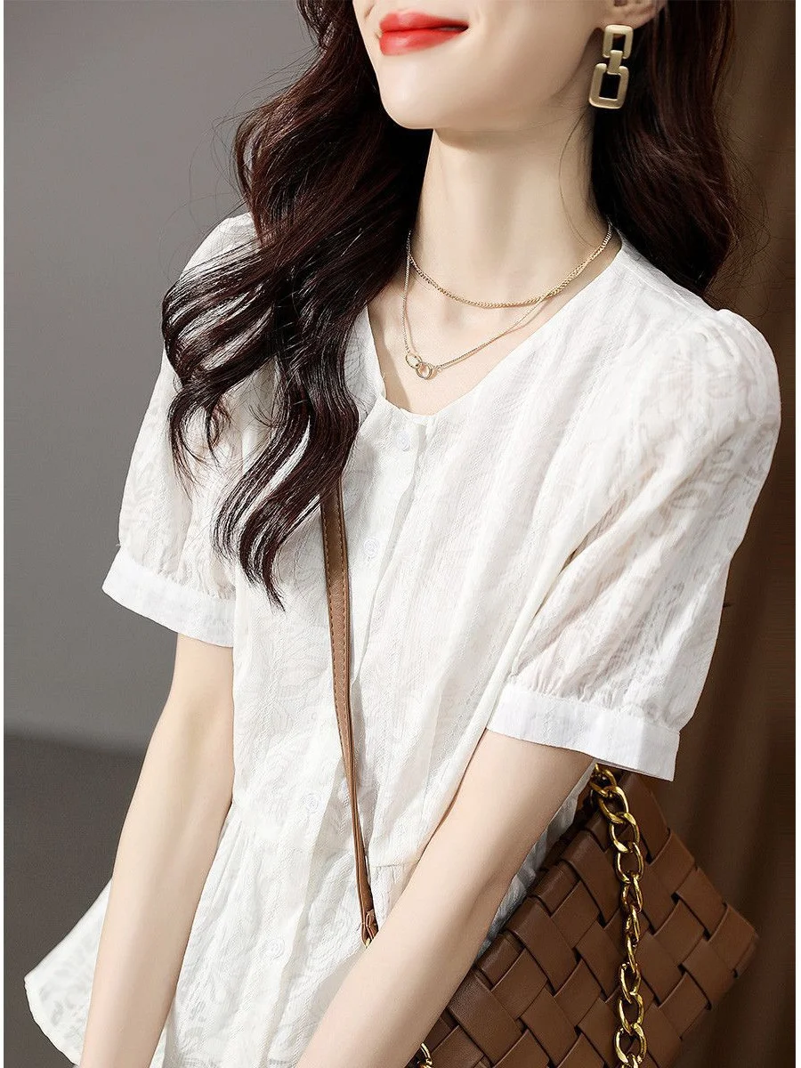 Athvotar Athvotar Doll-Shirt Temperament Commuting Style Exquisite And Intellectual 2025 Summer Commuting Fashion Casual Loose Korean Version Of Shirt
