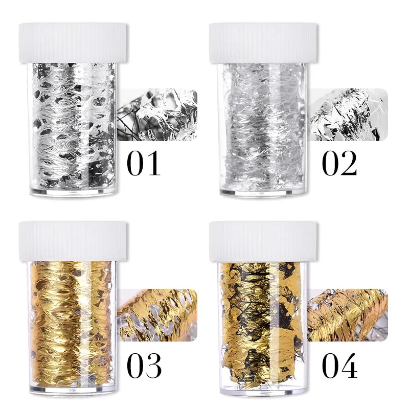 1 Box Gold Silver Aluminum Foils Bronze Nail Stickers 3D Mesh Nail Transfer Foil Slider Nail Art Decals Paper DIY Decoration