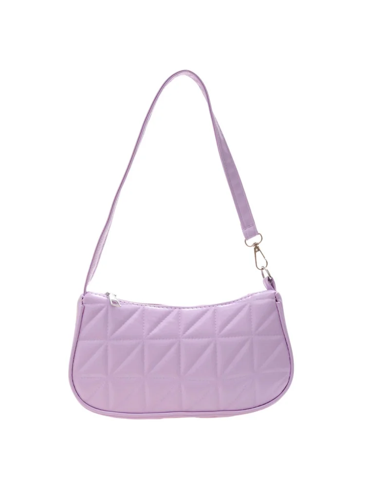 Retro Women Embossed Geometric PU Underarm Shoulder Bag Handbags (Purple)