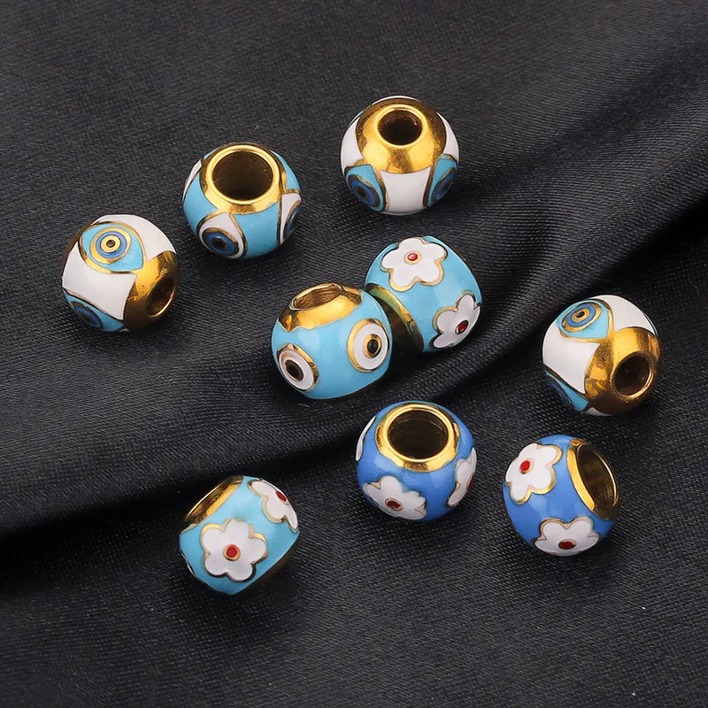 5 PCS/Package 10*8mm Hole 4~4.9mm 304 Stainless Steel Eye Flower Beads