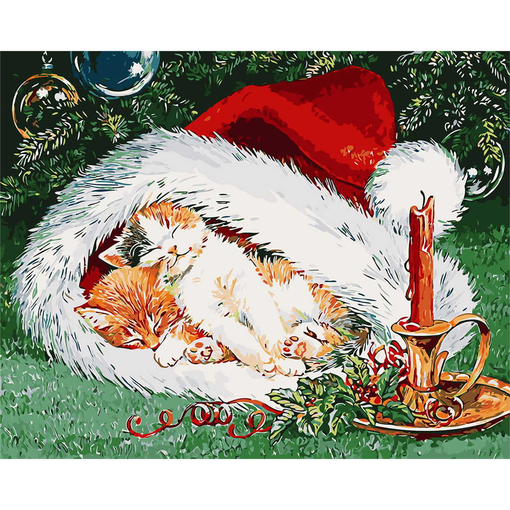 

40*50cm - Painting By Numbers - Christmas Cat, 501 Original