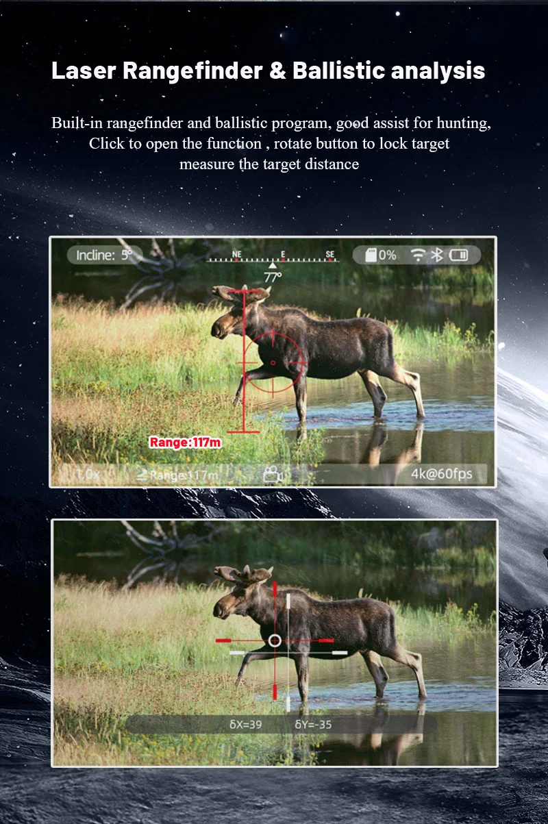 4K Digital Night Vision Scope HD Sony Sensor 4 Cores 3-24X Tactical Sight Hunting Smart Night Vision Weapon Riflescope