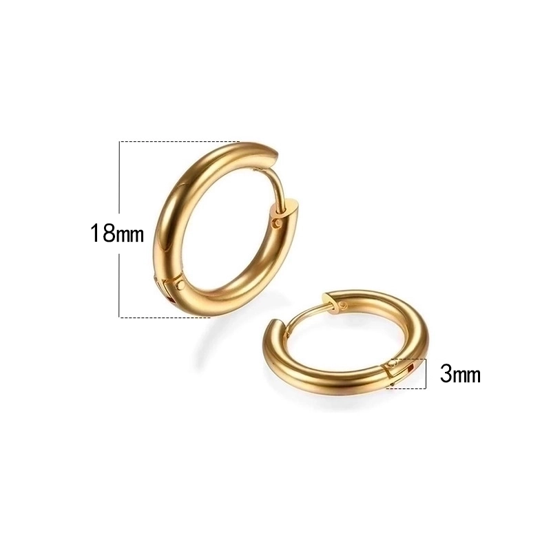 1 Pair Minimalist Round Plating Stainless Steel Titanium Steel 18K Gold Plated Hoop Earrings