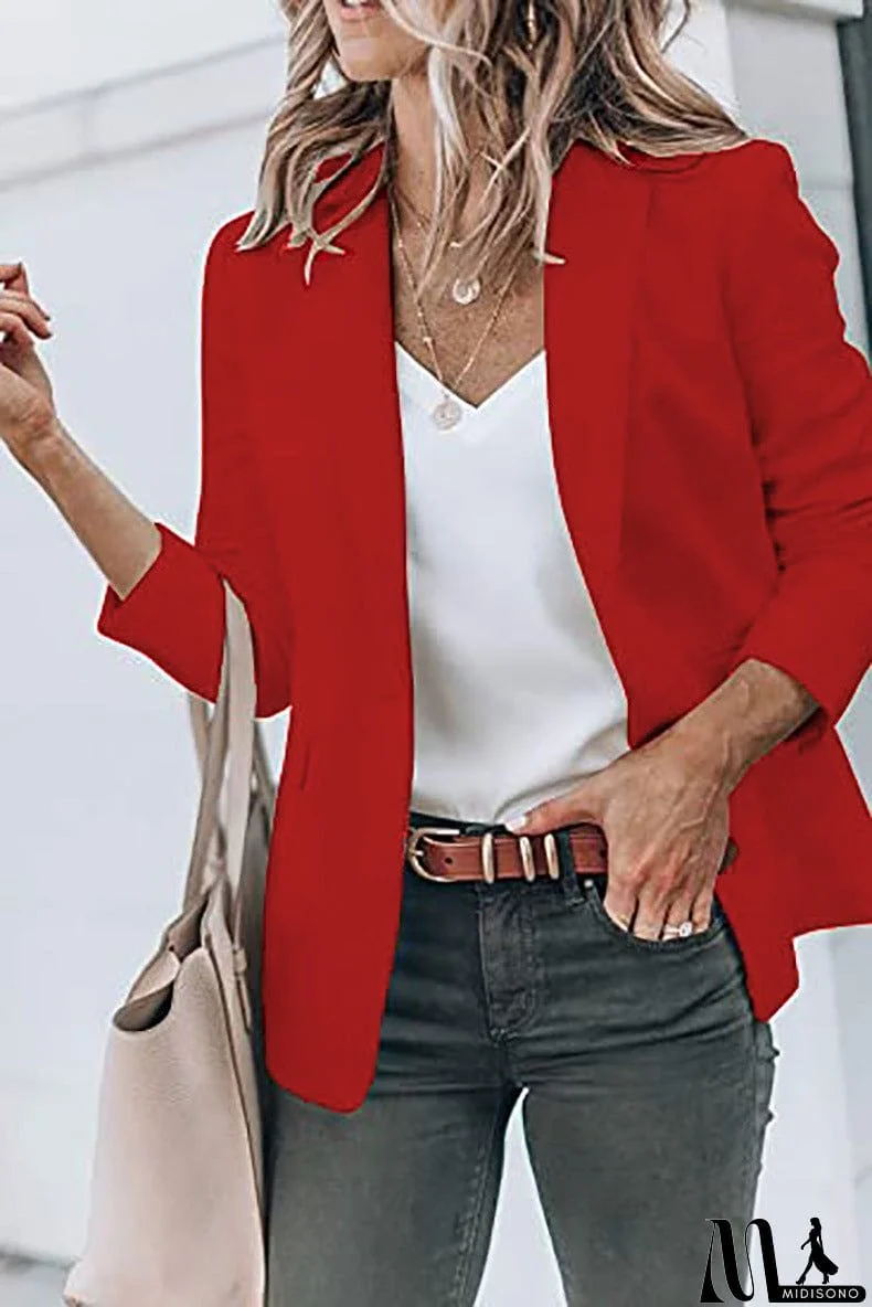 MidiSono - Casual Turndown Collar Coat