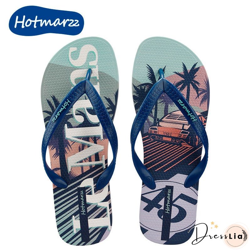 Creative Men's Flip-flops Printing Seaside Beach Flip Flops