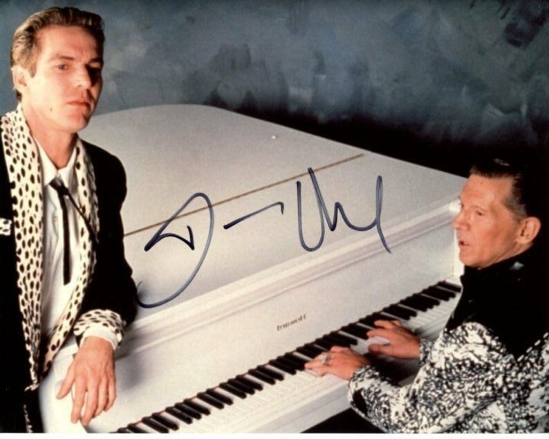 Dennis quaid signed autographed great balls of fire! w jerry lee lewis Photo Poster painting