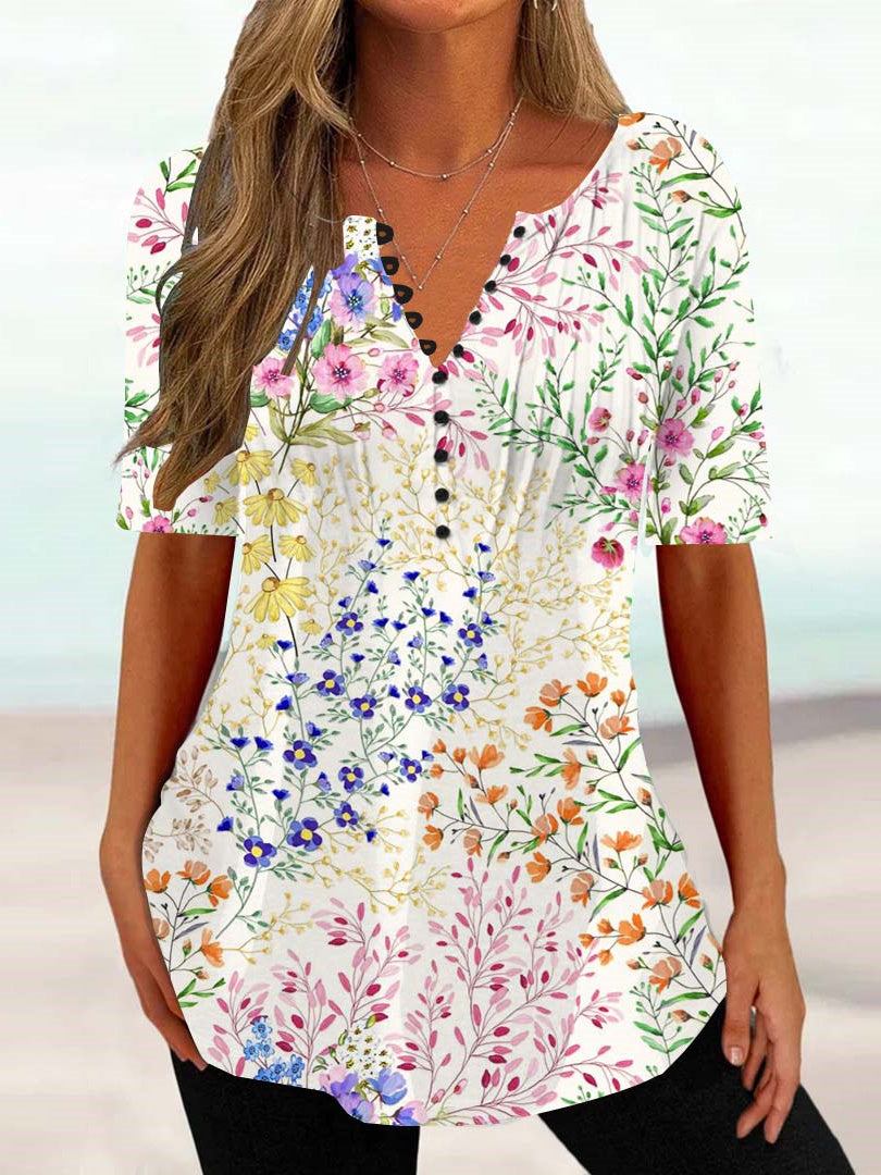 Women Half Sleeve V-neck Solid Color Dress