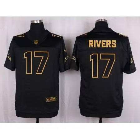 Chargers #17 Philip Rivers Black Men's Stitched NFL Elite Pro Line Gold Collection Jersey