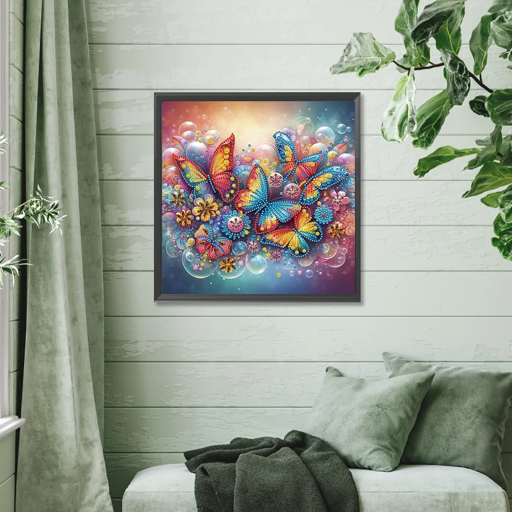 Diamond Painting - Partial Special Shaped Drill - Butterfly(Canvas|30*30cm)
