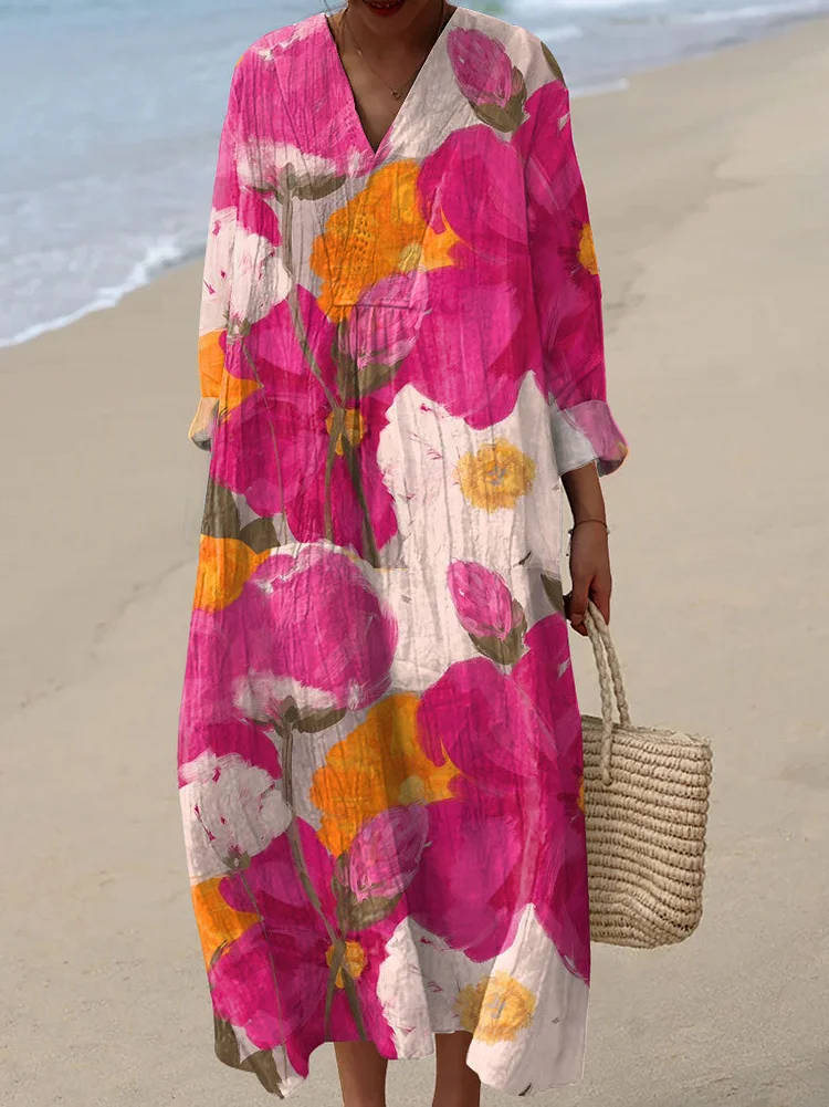 Women's Vintage Floral Art Print Dress