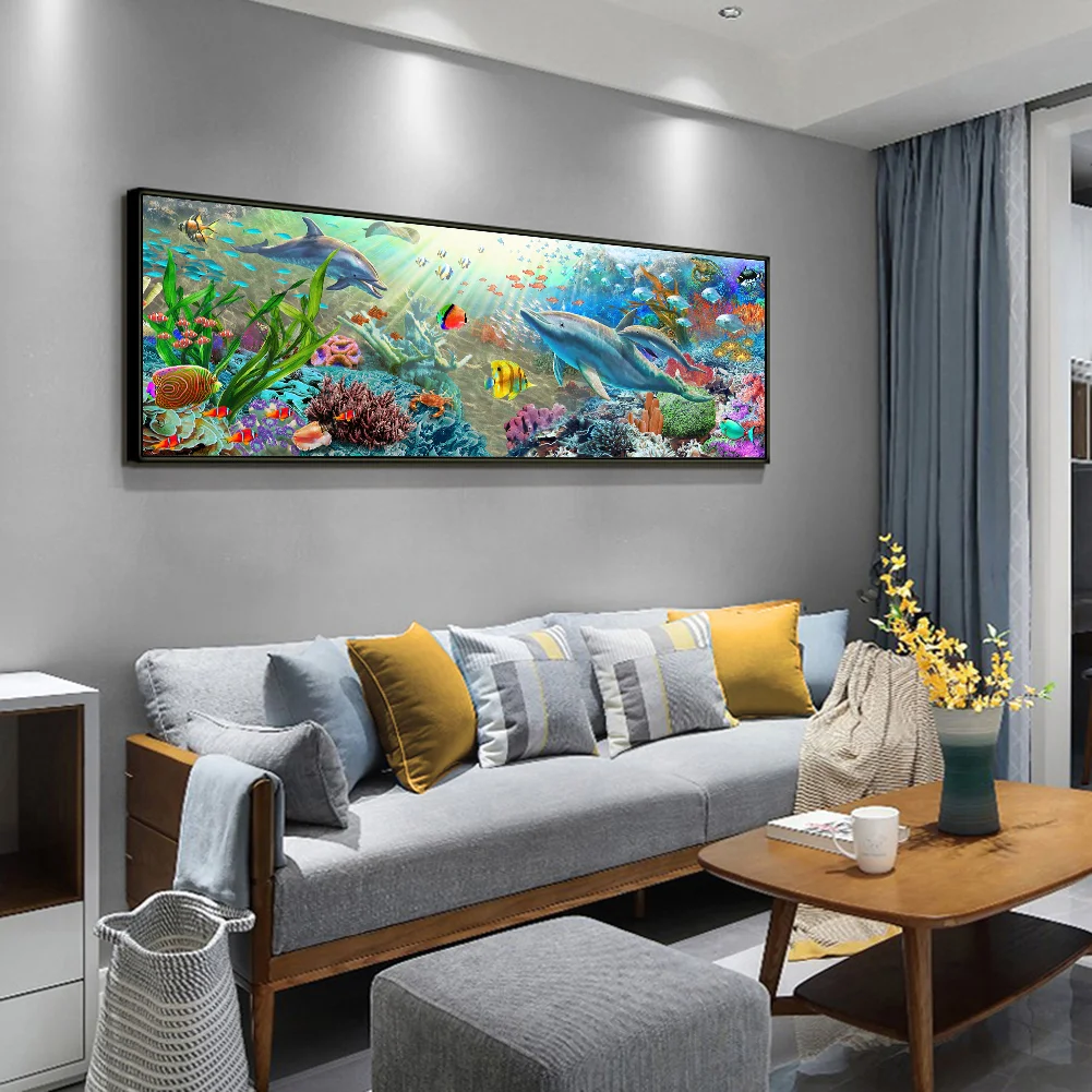 Diamond Painting - Full Round Drill - Ocean Dolphin(90*30cm)