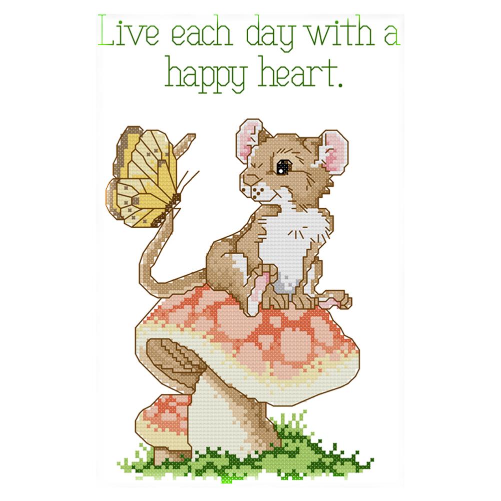 

Happy Every Day - 14CT Stamped Cross Stitch - 30*20cm, 501 Original
