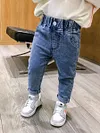 Kid Boy Denim Long Pants Casual Elastic Waist Trousers Jeans