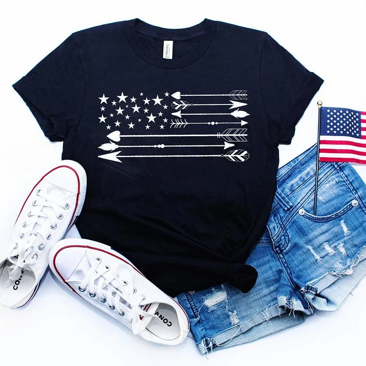 America Flag Arrow T-shirt Tee -02209-Annaletters