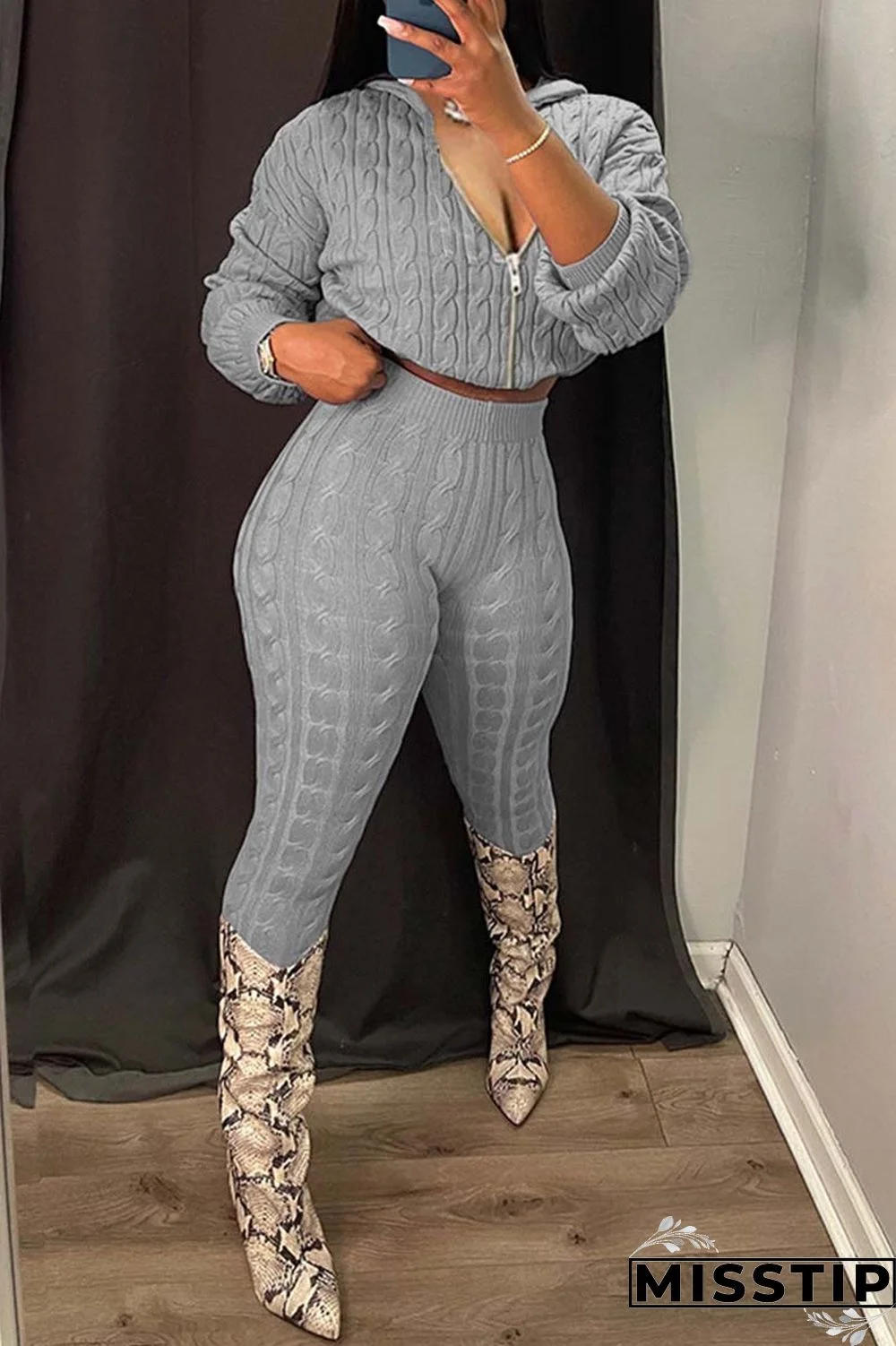 Black Casual Solid Patchwork Hooded Collar Long Sleeve Two Pieces