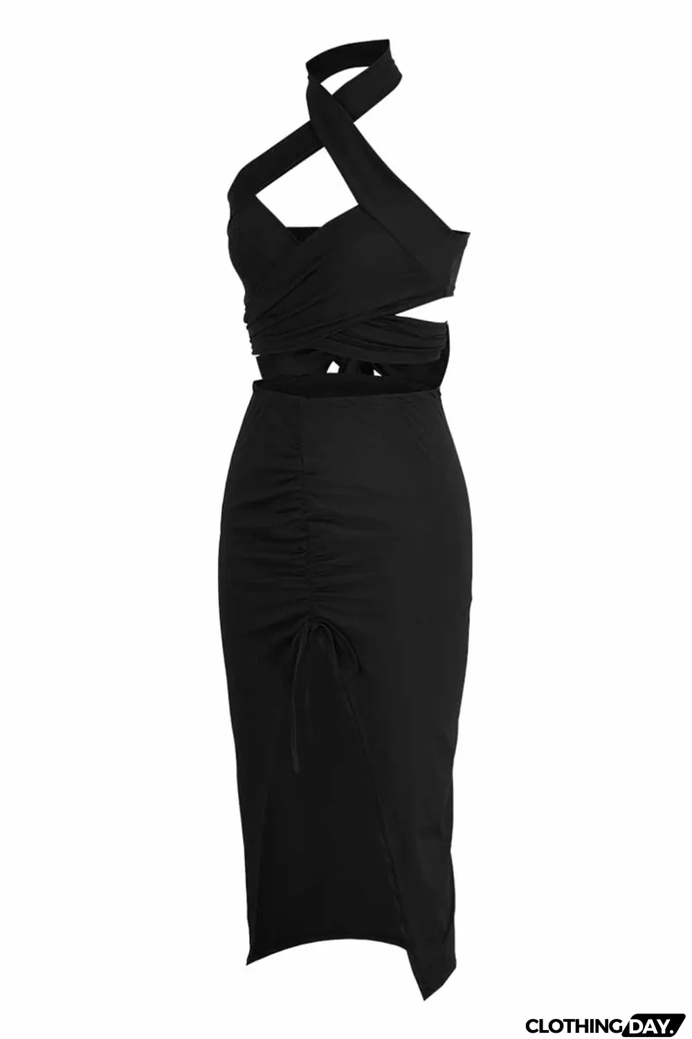 Green Fashion Street Print Patchwork Halter Sleeveless Two Pieces